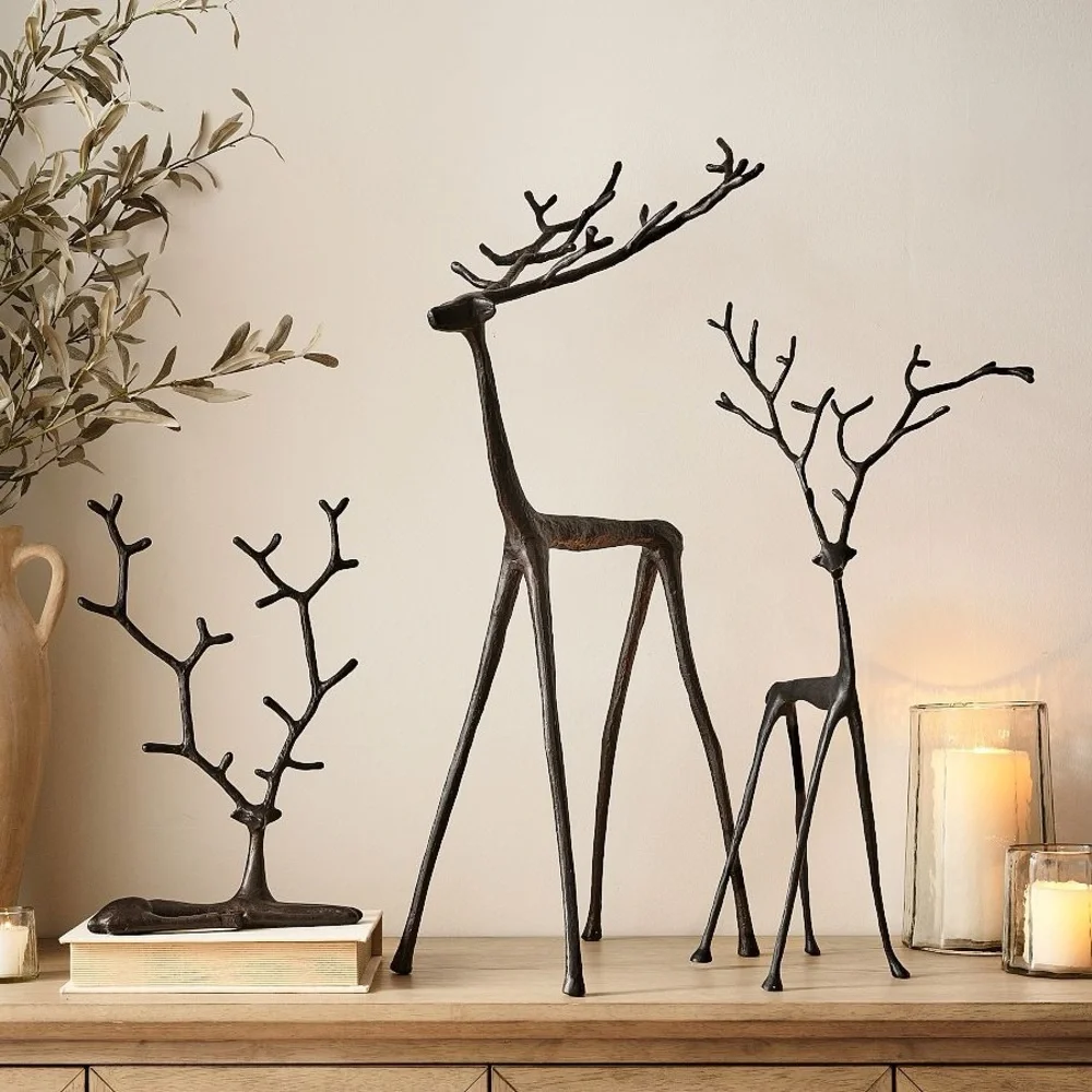 Set off 3 / Pottery Barn/ Bronze Sculpted Reindeer